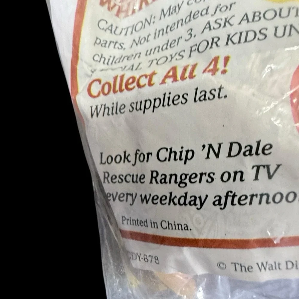 1989‎ Chip N Dale Rescue Rangers Chip Toy McDonalds Happy Meal Disney New Sealed